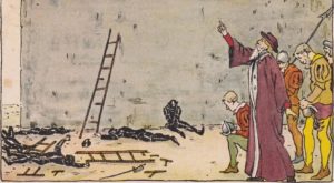 Théodore de Bèze rend grâce à Dieu d'avoir sauvé Genève, illustration de Félicien Philippe