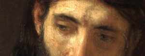 extrait cadré sur le regard de Jésus dans un tableau de Rembrandt