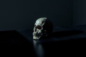 photographie saisissante d'un crane sur fond noir - Image par Pexels de https://pixabay.com/fr/photos/cr%C3%A2ne-sinistre-fonc%C3%A9-angoissant-1867707/