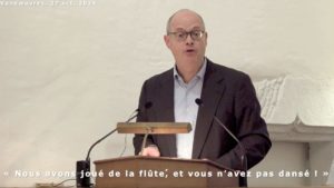 professeur Christophe Chalamet au temple de Vandœuvres le 27 octobre 2024