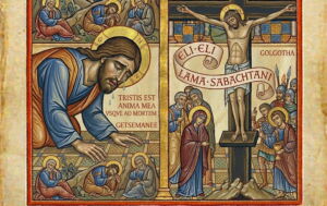 Illustration de la souffrance morale et physique de Jésus dans le style d'une enluminure - Gémini