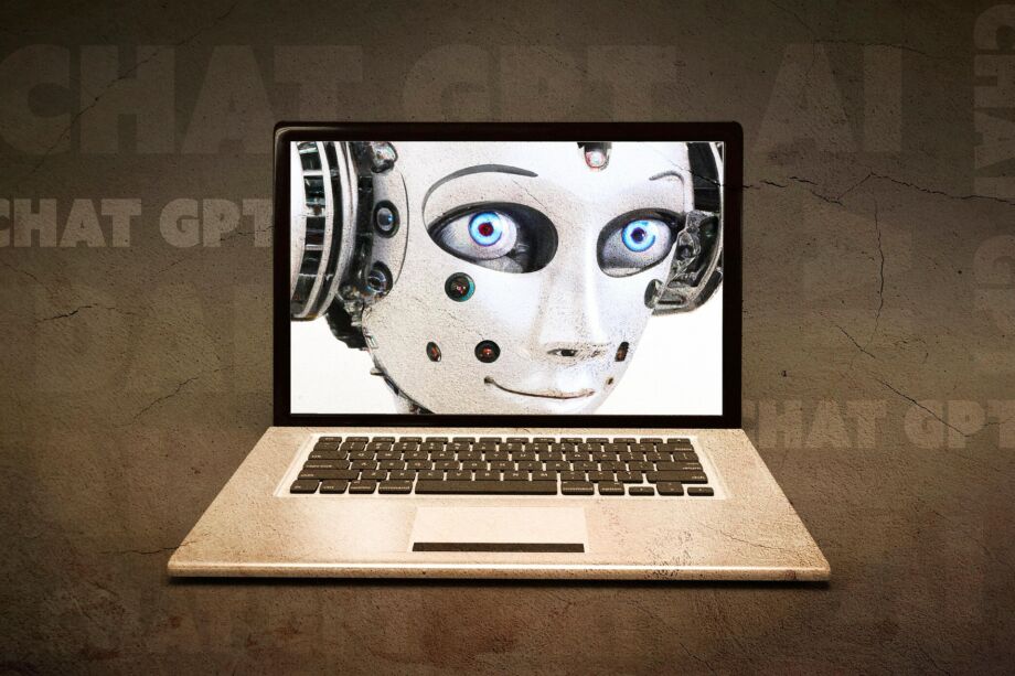 Un ordinateur portable affichant l'image d'un robot souriant - Image by Alexandra_Koch from https://pixabay.com/photos/computer-artificial-intelligence-ai-7718768/